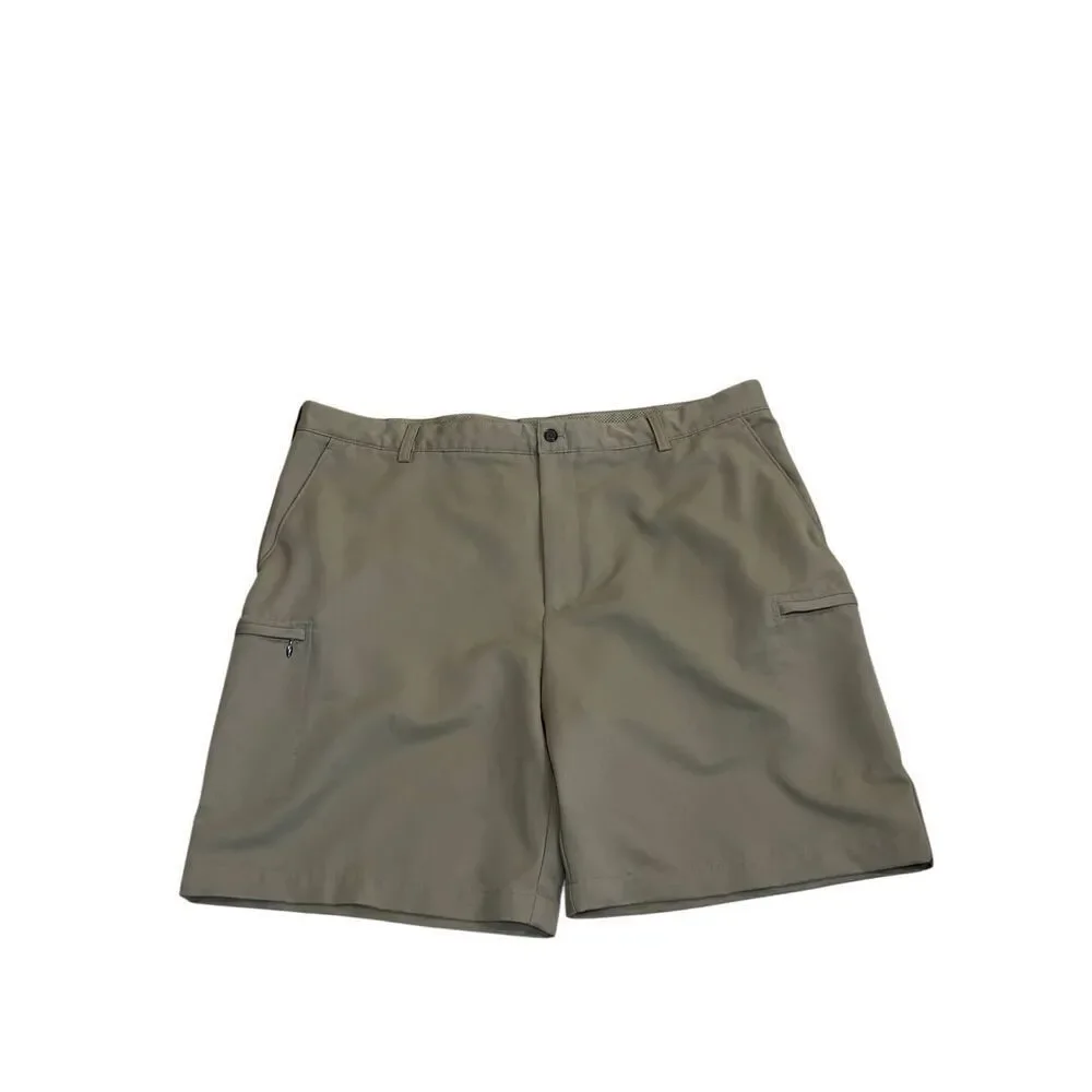 IZOD Men's Flat Front Performance Cargo Golf Shorts Khaki Size 42